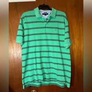 Tommy Hilfiger Men's Polo in Green with Black Stripes